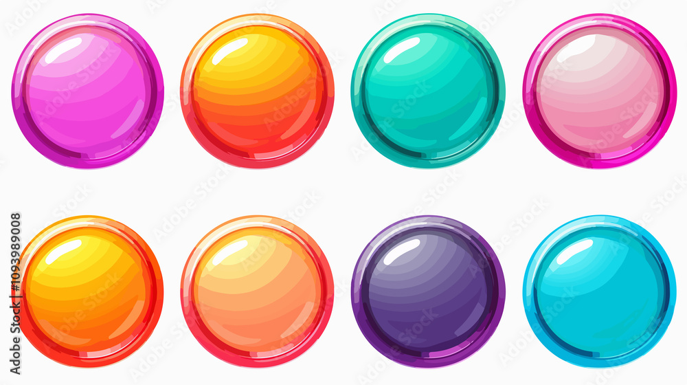 Vibrant Glossy Vector Web Buttons Set for Websites and Apps Vibrant Glossy Vector Web Buttons Set for Websites and Apps