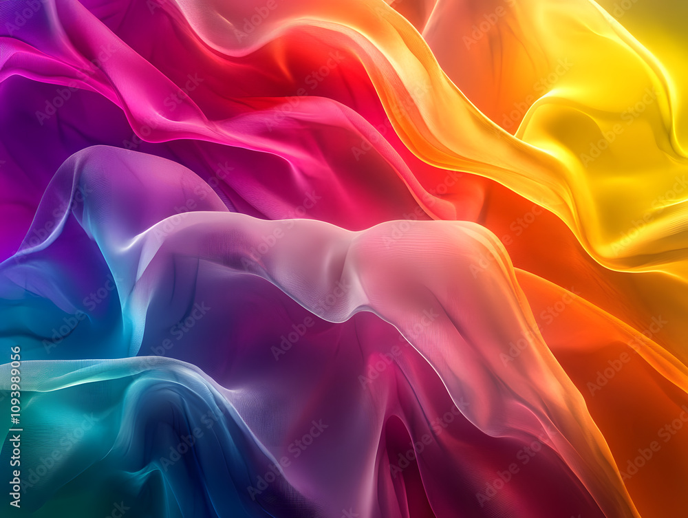 Obraz premium Holographic neon background ,Colorful psychedelic abstract. Pastel color waves for background