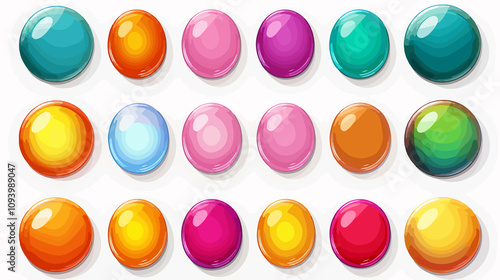 Vibrant Glossy Web Buttons Set for Websites and Apps