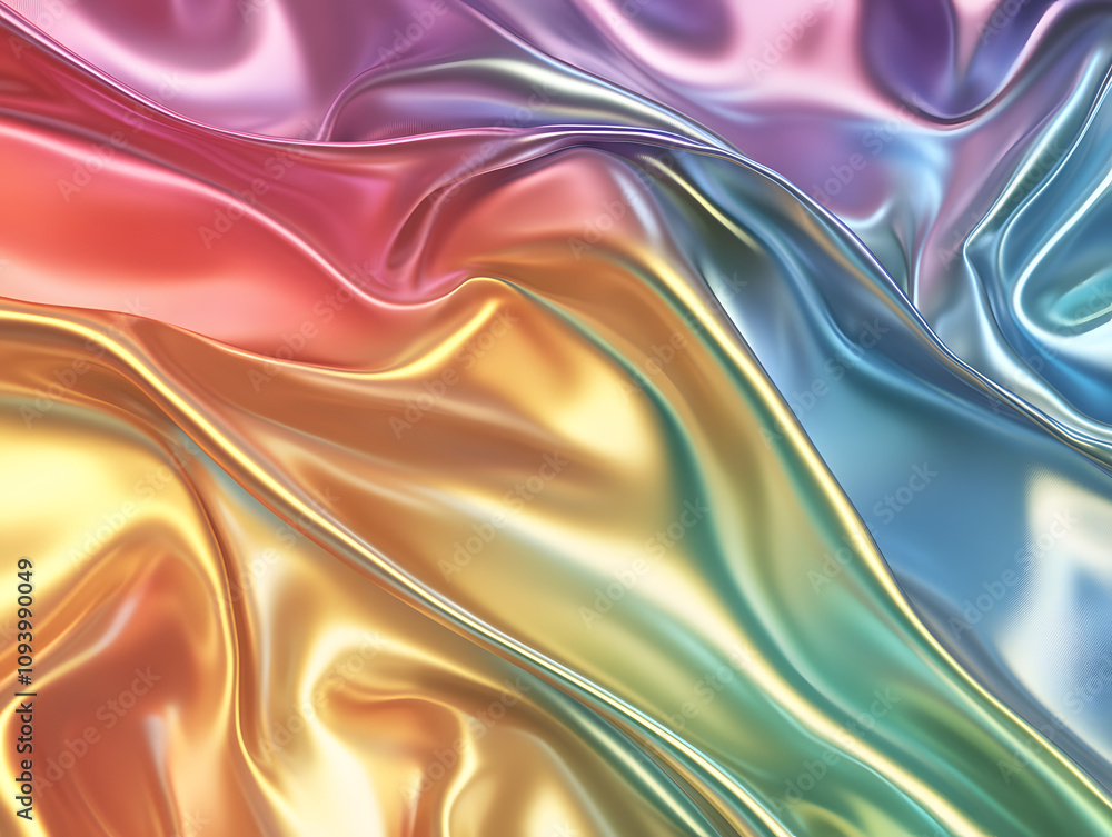 Obraz premium Holographic neon background ,Colorful psychedelic abstract. Pastel color waves for background