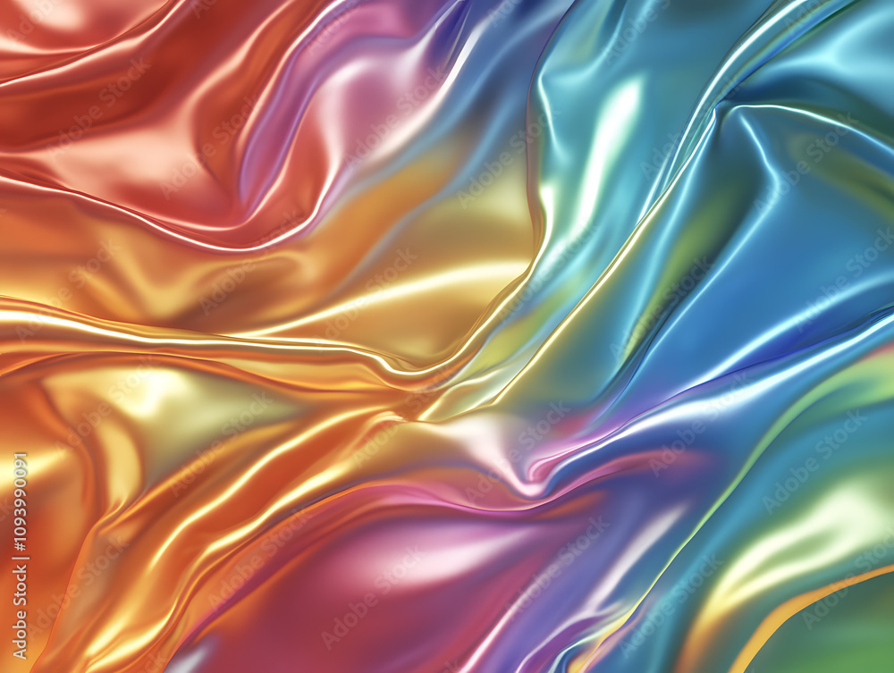 Fototapeta premium Holographic neon background ,Colorful psychedelic abstract. Pastel color waves for background