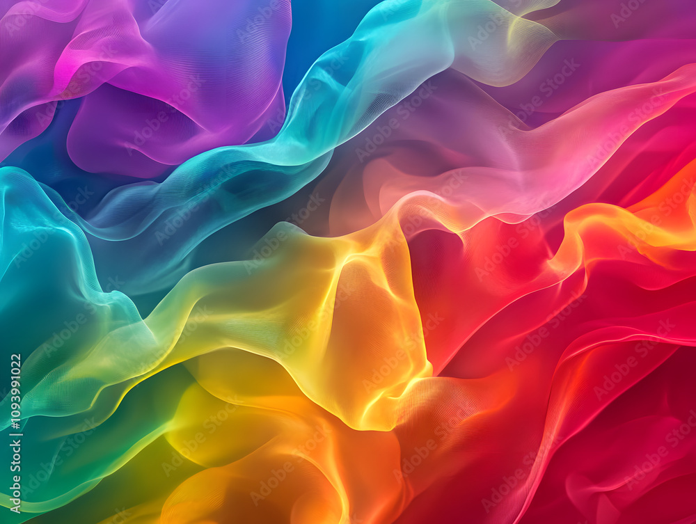 Obraz premium Holographic Background. Iridescent Fabric with Holographic Texture, Vibrant Abstract Background.
