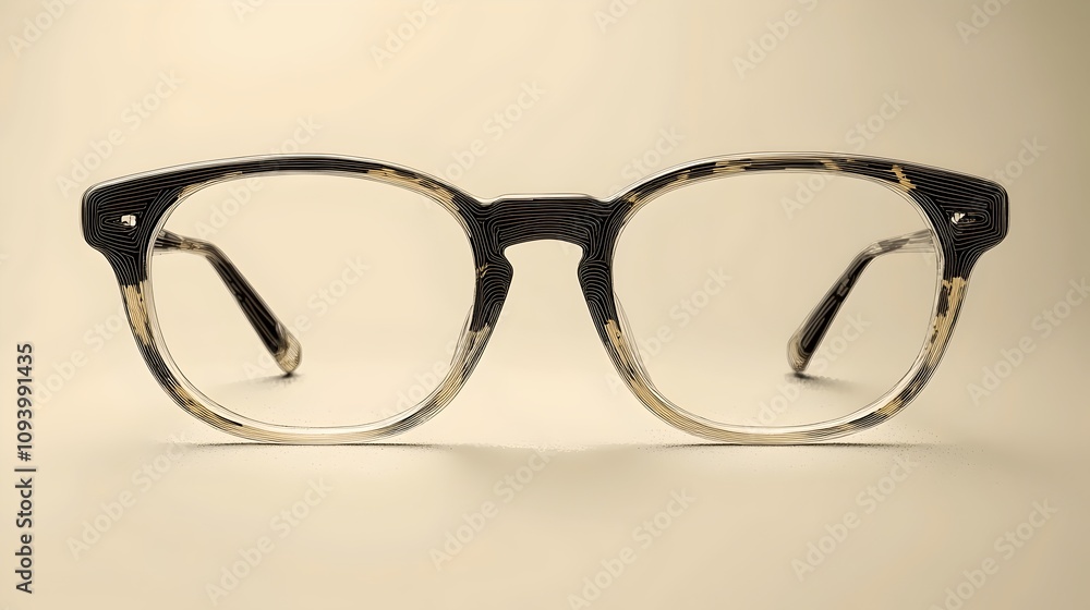 A stylish pair of unisex eyeglasses with a modern design. The frame features a black and gold marbled pattern, showcasing a blend of sophistication and creativity. A stylish pair of unisex eyeglasses with a modern design. The frame features a black and gold marbled pattern, showcasing a blend of sophistication and creativity.