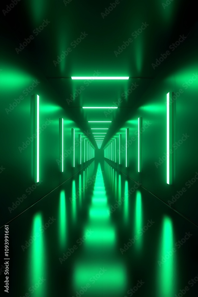 Futuristic Green Neon Corridor Futuristic Green Neon Corridor