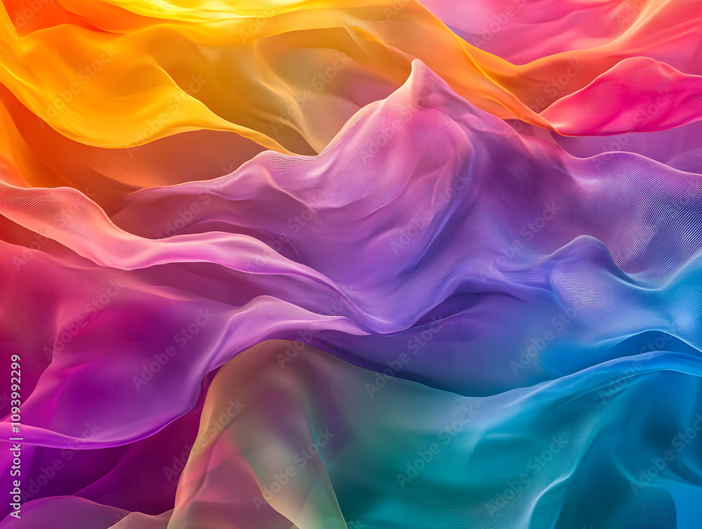 Fototapeta premium Holographic neon background ,Colorful psychedelic abstract. Pastel color waves for background