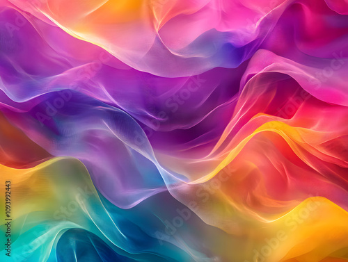 Holographic Background. Iridescent Fabric with Holographic Texture, Vibrant Abstract Background.