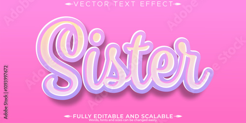 Sister editable text effect, editable pink and girl text style