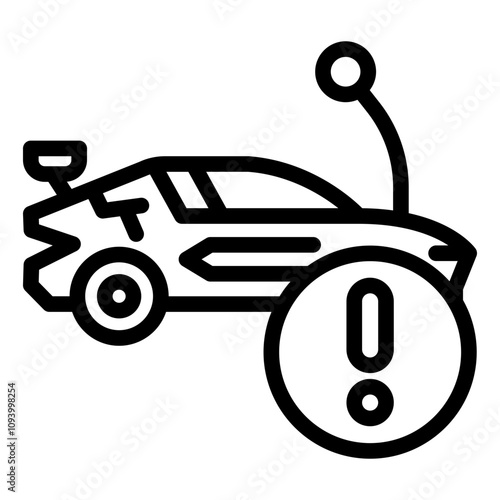 Broken damage RC car outline icon with detailed wreckage visuals