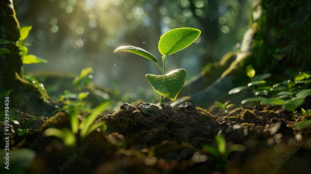 A Tiny Sprout Emerging in the Forest: A Symbol of New Life and Growth A Tiny Sprout Emerging in the Forest: A Symbol of New Life and Growth