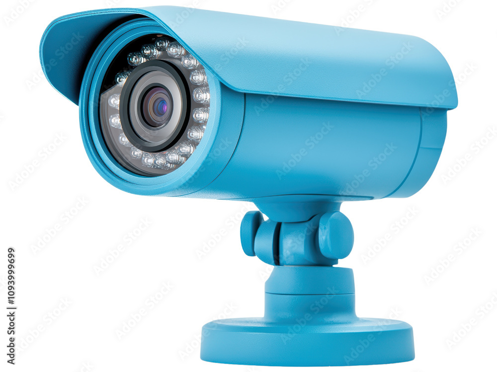 Vibrant Blue Security Camera with LED Lights for Enhanced Surveillance in Modern Home or Office Environments Vibrant Blue Security Camera with LED Lights for Enhanced Surveillance in Modern Home or Office Environments
