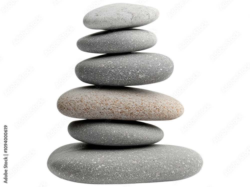 Tranquil Stone Stack Symbolizing Balance and Harmony, Perfect for Wellness, Meditation, and Nature-Themed Projects in a Minimalist Style