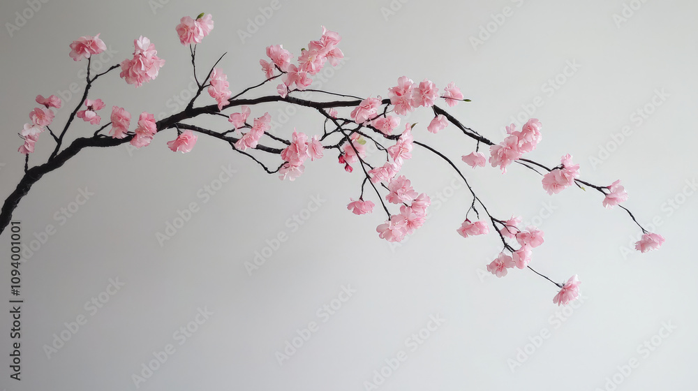 single cherry blossom branch with pastel pink flowers creates serene and delicate atmosphere, perfect for spring decor or nature inspired themes single cherry blossom branch with pastel pink flowers creates serene and delicate atmosphere, perfect for spring decor or nature inspired themes
