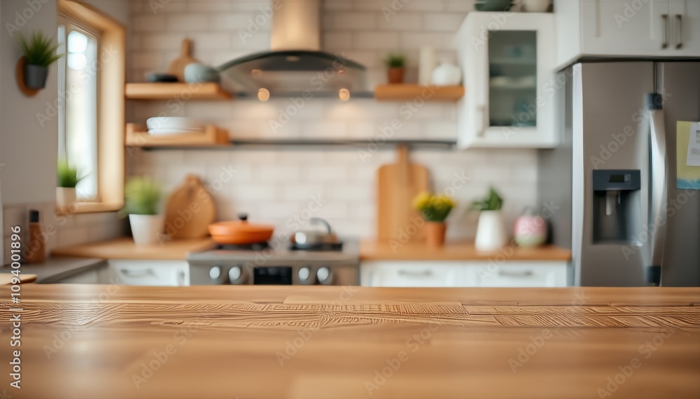 blurred modern wooden kitchen interior with close-up sleek countertops and stylish decor blurred modern wooden kitchen interior with close-up sleek countertops and stylish decor