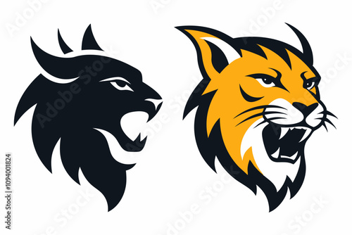 Ferocious angry lion icon vector.