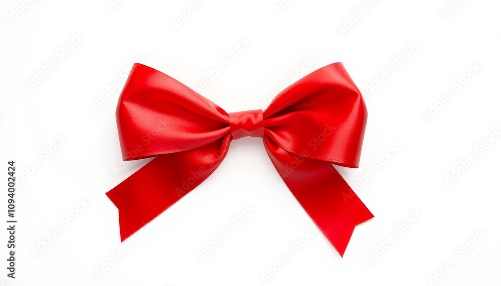 Shiny red satin bow, perfect for Christmas gift wrapping or festive decoration Shiny red satin bow, perfect for Christmas gift wrapping or festive decoration
