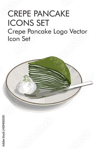 Crepe pancake logo vector icon set 