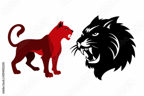 angry lion face icon vector illustration on white background.