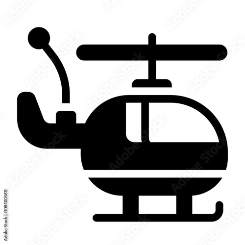 RC helicopter glyph icon with detailed rotor and body design
