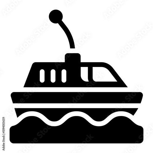 RC boat glyph icon showcasing a sleek remote-controlled watercraft