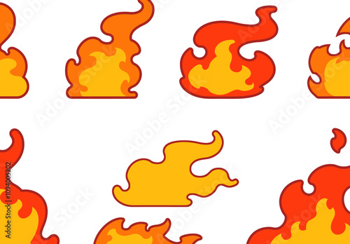 collection set types of fire on the white background in vintage illustration minimalist