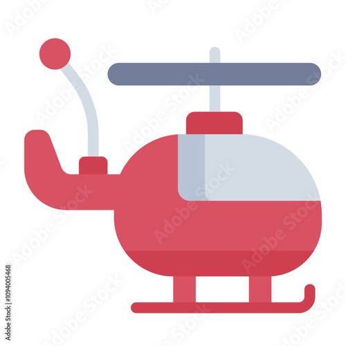 RC helicopter flat icon with detailed rotor and body design