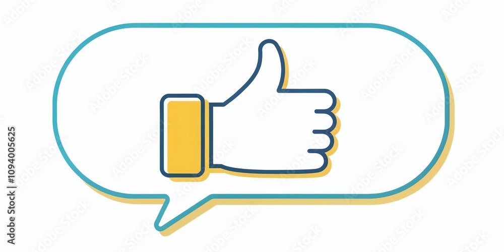 Simple Line Art Illustration of a Thumbs Up Gesture in a Speech Bubble, Perfect for Communication Themes and Positive Feedback Concepts Simple Line Art Illustration of a Thumbs Up Gesture in a Speech Bubble, Perfect for Communication Themes and Positive Feedback Concepts