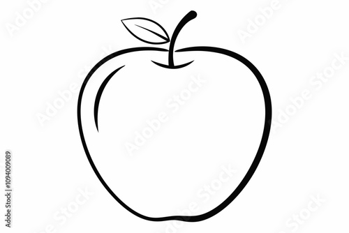 apple line art empty inside black silhouette on white background. Apple silhouette photo