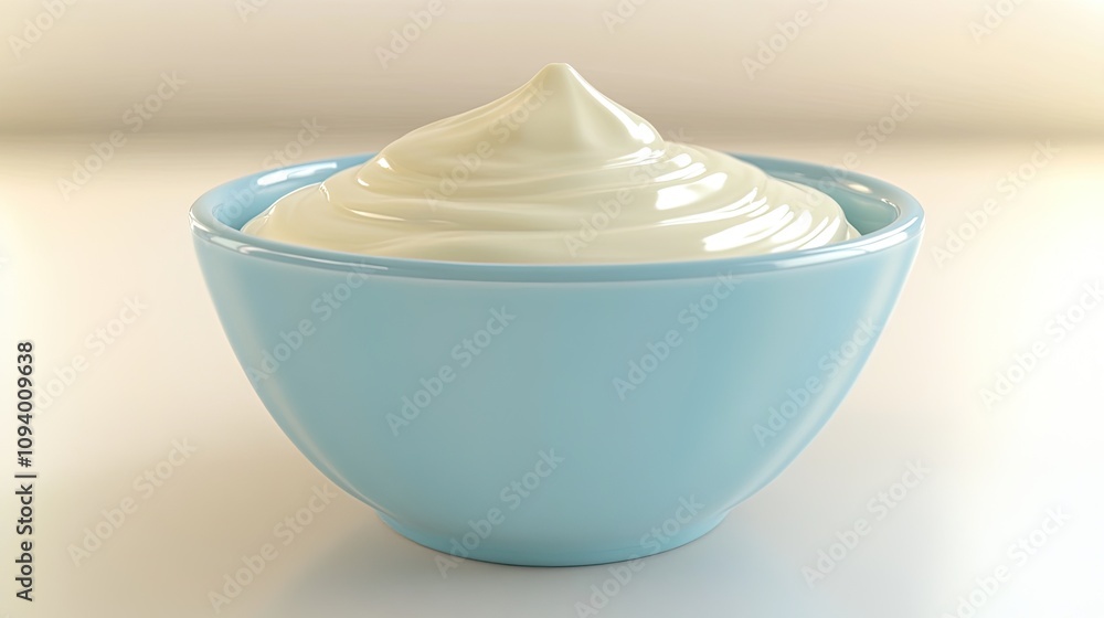 Creamy White Spread in a Blue Bowl with Smooth Texture Captured in Soft Lighting Ideal for Culinary and Food-Related Themes Featuring Freshness and Simplicity Creamy White Spread in a Blue Bowl with Smooth Texture Captured in Soft Lighting Ideal for Culinary and Food-Related Themes Featuring Freshness and Simplicity