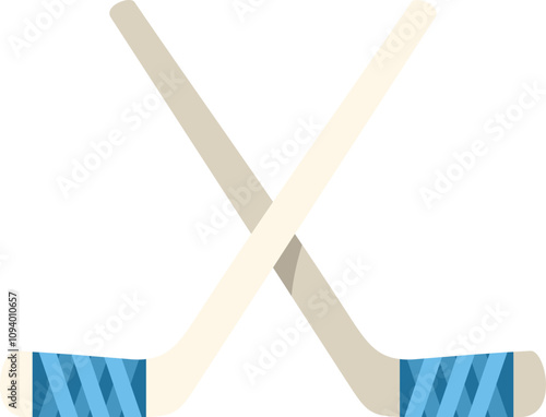 This vector illustration features two crossed hockey sticks, showcasing the anticipation and excitement of a hockey game