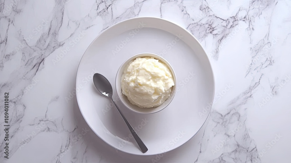 Creamy and Smooth Vanilla Ice Cream in Bowl on Marble Background Perfect for Summer Treats, Desserts, or Sweet Indulgence, Ice Cream Delight for All Ages Creamy and Smooth Vanilla Ice Cream in Bowl on Marble Background Perfect for Summer Treats, Desserts, or Sweet Indulgence, Ice Cream Delight for All Ages