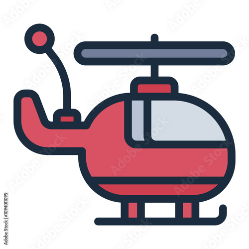 RC helicopter filled line icon with detailed rotor and body design