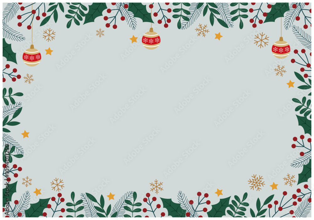 クリスマスフレームのヒイラギ飾り34の5 クリスマスフレームのヒイラギ飾り34の5