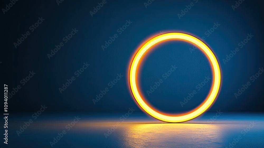 Illuminated Circular Shape Casting a Warm Glow Against a Deep Blue Background: A Dynamic Visual Experience for Artistic and Creative Projects Illuminated Circular Shape Casting a Warm Glow Against a Deep Blue Background: A Dynamic Visual Experience for Artistic and Creative Projects