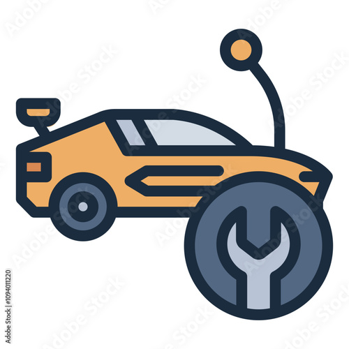 Repair RC car filled line icon showing tools for fixing remote vehicles