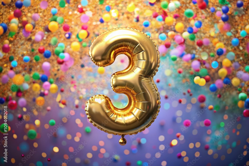 Stunning 3D Gold Balloon Number Three for Celebrations and Events Against a Bright Background, Perfect for Birthday, Anniversary, or Milestone Celebrations, Capturing the Essence of Joy Stunning 3D Gold Balloon Number Three for Celebrations and Events Against a Bright Background, Perfect for Birthday, Anniversary, or Milestone Celebrations, Capturing the Essence of Joy