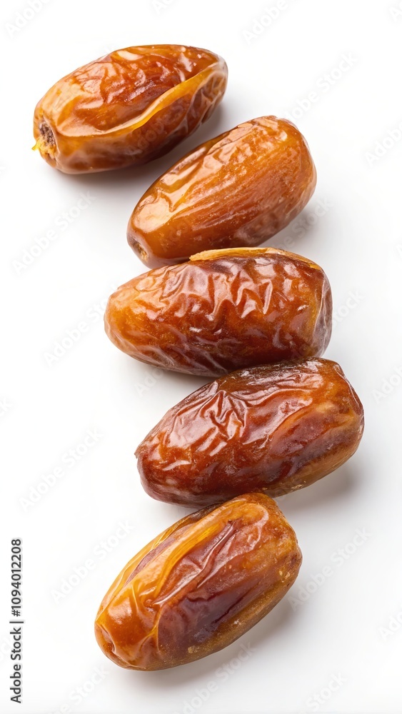 Obraz premium Fresh medjool dates on white background displaying natural texture