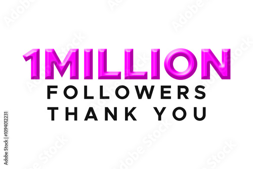 One million followers thank you. 1M follower celebration banner illustration 