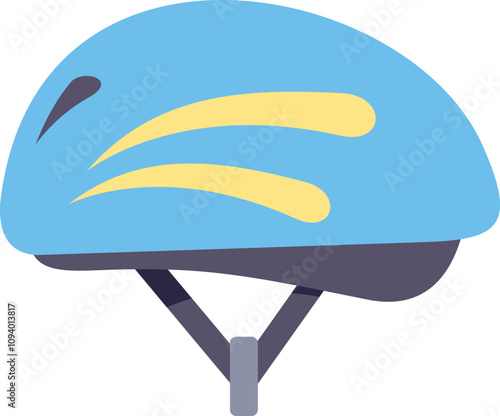Blue bicycle helmet with yellow stripes, providing safety for cyclists and promoting responsible cycling habits