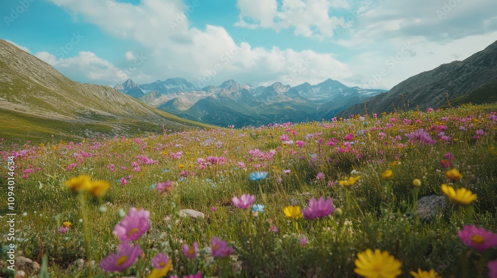 Alpine Meadow with Mountain Range Alpine Meadow with Mountain Range