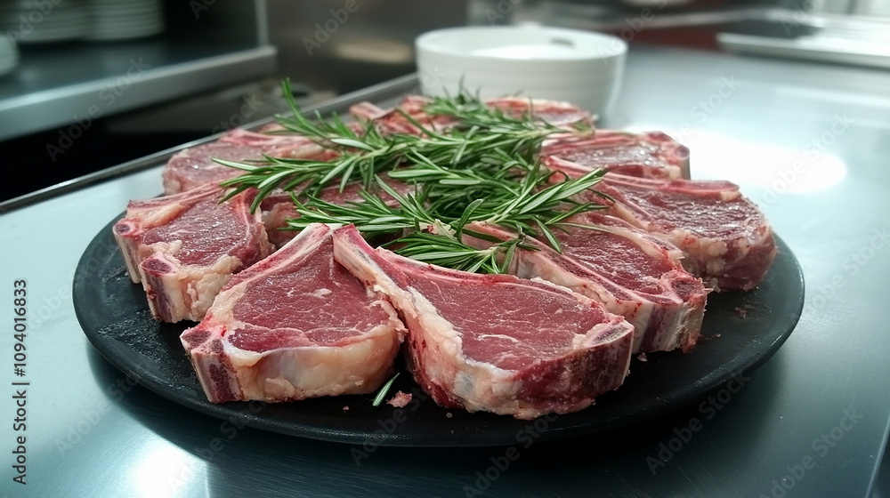 Freshly butchered lamb chops Freshly butchered lamb chops