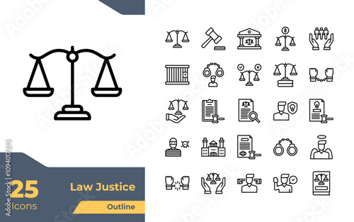 Law Justice Outline Icons