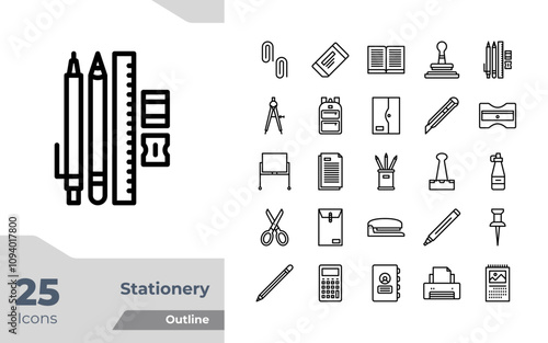 Stationery Outline Icons