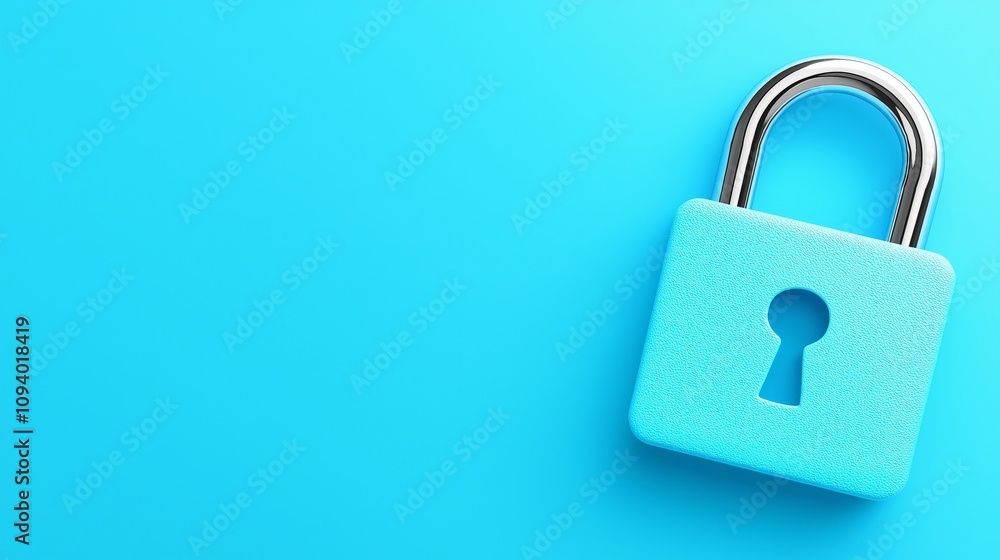 privacy data protection sensitive concept. Blue padlock on a vibrant turquoise background, symbolizing security and safety. privacy data protection sensitive concept. Blue padlock on a vibrant turquoise background, symbolizing security and safety.