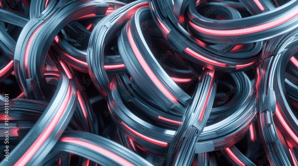 geometric abstract. A vibrant, intricate arrangement of intertwined metallic strands with glowing accents, creating a visually striking abstract composition. geometric abstract. A vibrant, intricate arrangement of intertwined metallic strands with glowing accents, creating a visually striking abstract composition.