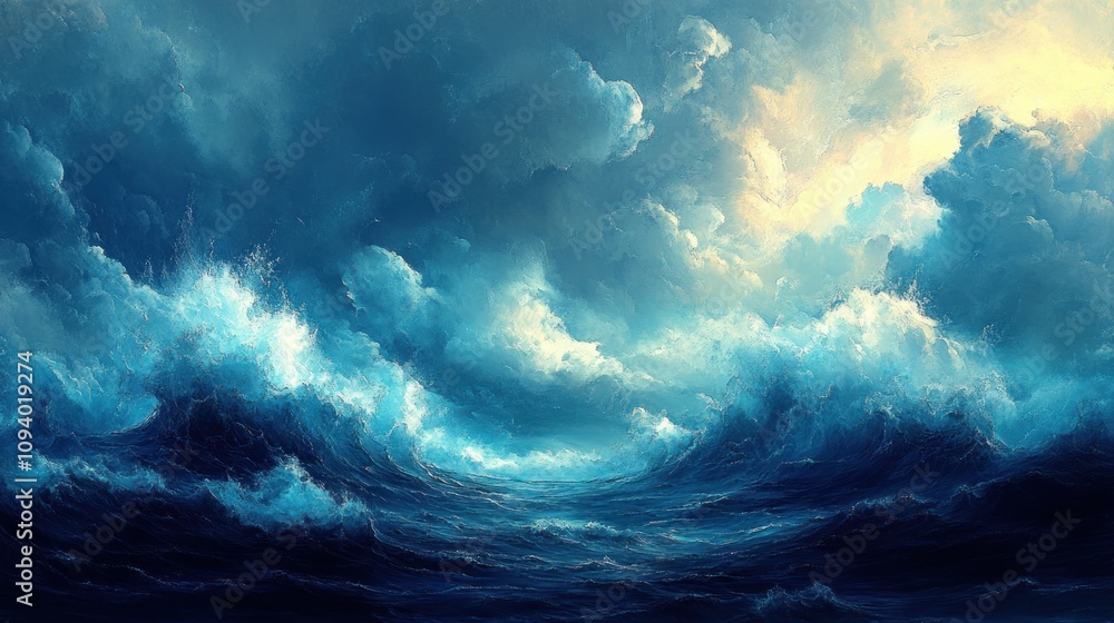 A dramatic ocean scene with towering waves and a vibrant sky. A dramatic ocean scene with towering waves and a vibrant sky.