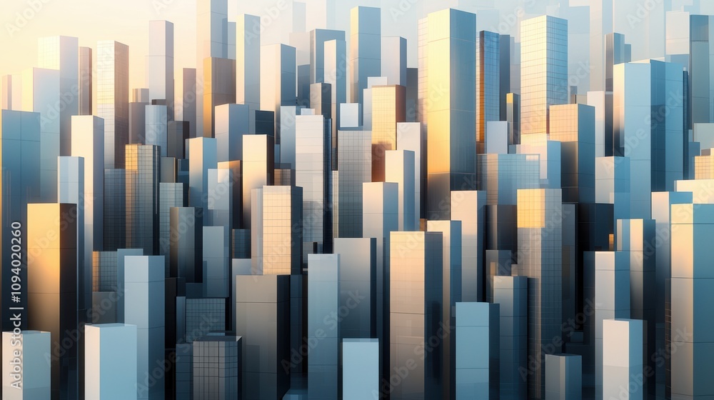 geometric abstract. Aerial view of a modern city skyline featuring numerous towering skyscrapers reflecting sunlight. geometric abstract. Aerial view of a modern city skyline featuring numerous towering skyscrapers reflecting sunlight.