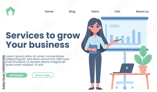 Business service website landing page design template