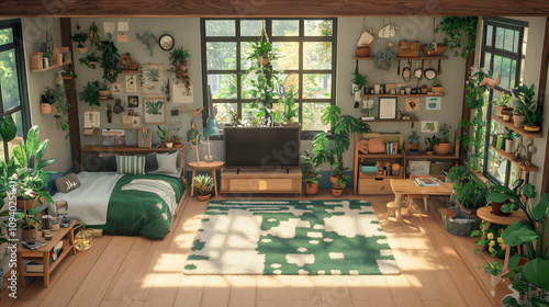 Cozy Green Haven: Sunlit Ro...