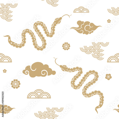 Traditional Chinese Year of the Snake illustration vector 2025