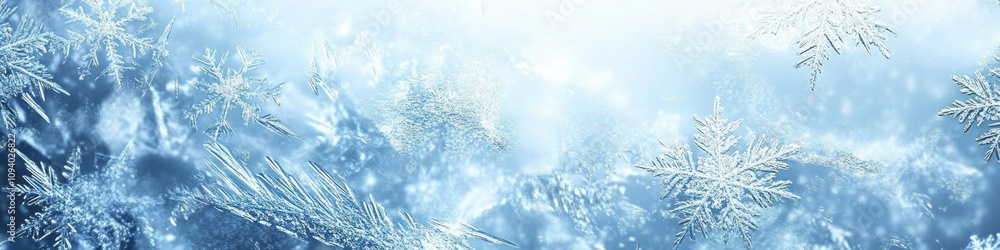 Beautiful and Delicate Snowflakes on a Frosted Background with a Soft Blue Glow Creating a Serene and Winter Wonderland Atmosphere for Seasonal Inspiration Beautiful and Delicate Snowflakes on a Frosted Background with a Soft Blue Glow Creating a Serene and Winter Wonderland Atmosphere for Seasonal Inspiration